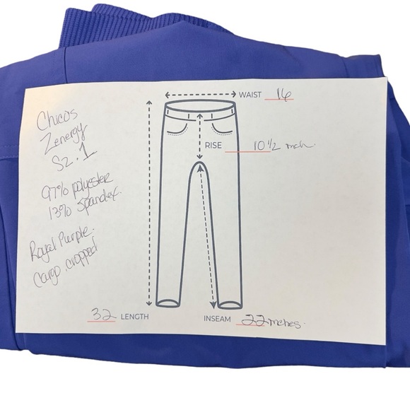 Zenergy by Chico’s Cargo Cropped Tie Hem High Rise Stretch Travel Capri - Picture 12 of 12